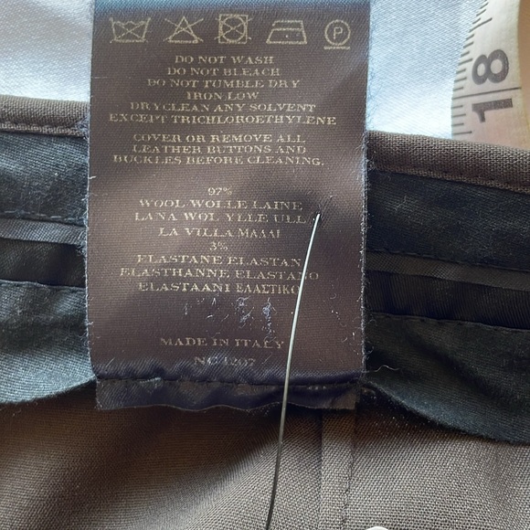 Burberry London Brown Straight Leg Tailored Trousers Wool Blend Buttoned Sz 6 - Picture 7 of 16